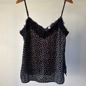 BP Satin Black & White Polka Dot Lace Trim Camisole | Size Small